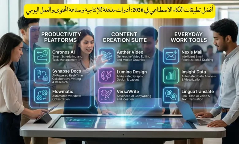 أفضل تطبيقات الذكاء الاصطناعي في 2026: أدوات مذهلة للإنتاجية وصناعة المحتوى والعمل اليومي