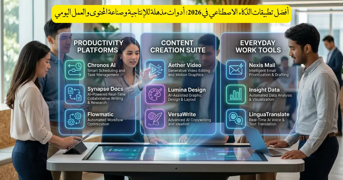 أفضل تطبيقات الذكاء الاصطناعي في 2026: أدوات مذهلة للإنتاجية وصناعة المحتوى والعمل اليومي