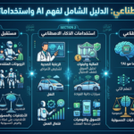 إنفوجرافيك عربي عن الذكاء الاصطناعي وفهمه واستخداماته ومستقبله
