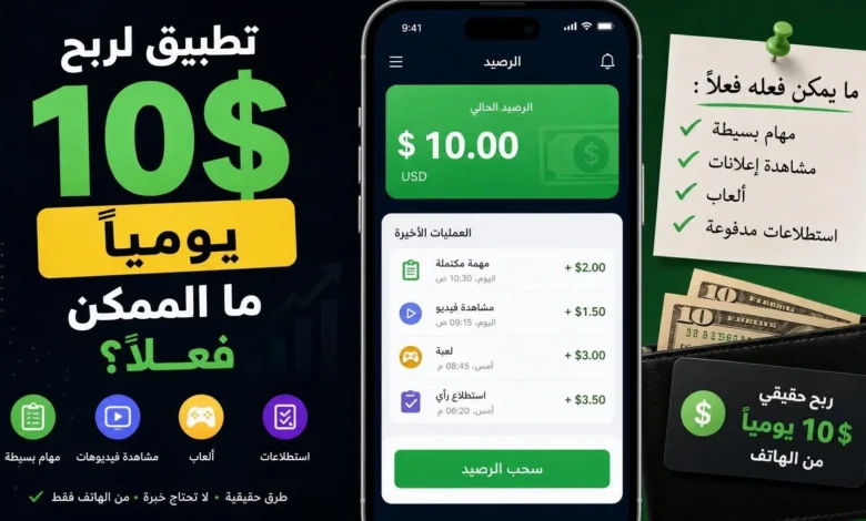 تطبيق لربح 10 دولار يوميًا ما الممكن فعلًا؟